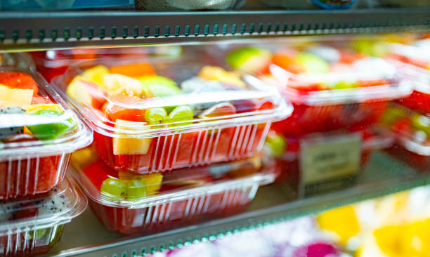 istock Plastic boxes with fresh fruits in a commercial refrigerator 2156891397