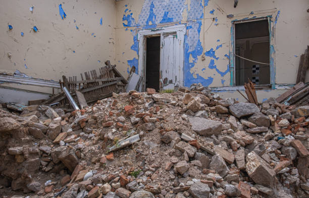 istock Building Demolition. abandoned and ruined building. 2156892850