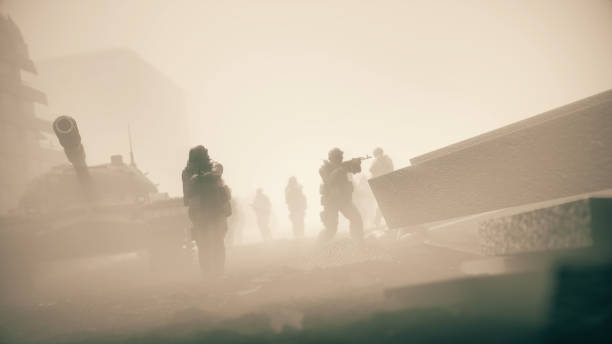 istock Army Battle Scene Soldiers And Operation War Scene Image 2156893957