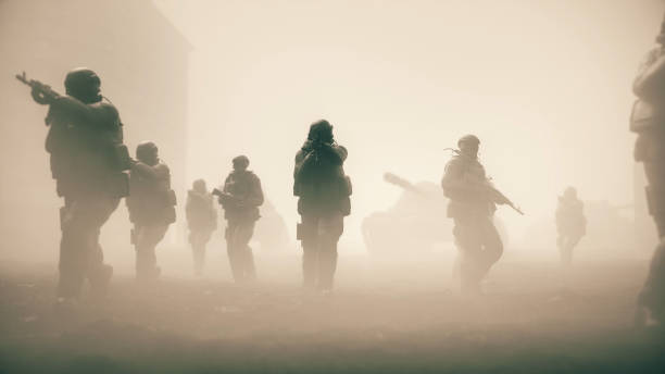 istock Army Battle Scene Soldiers And Operation War Scene Image 2156893959