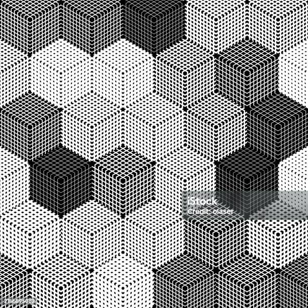 Cube Pattern Bitmap Mix Of Cubes With Different Squared Pattern Sides Stock Illustration ...