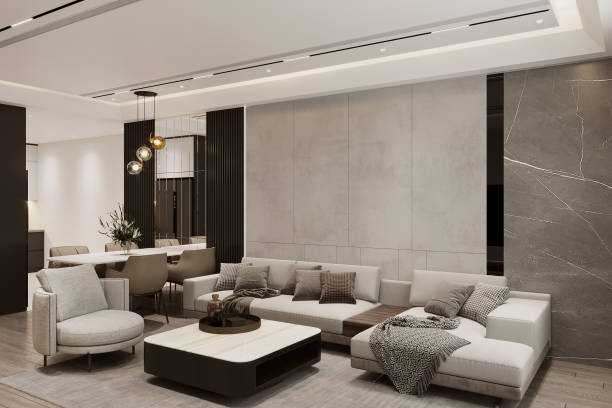 istock Chic living room interior in gray colors 2156895192