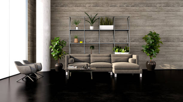istock Large luxury modern bright interiors Living room mockup illustration 3D rendering image 2156895196