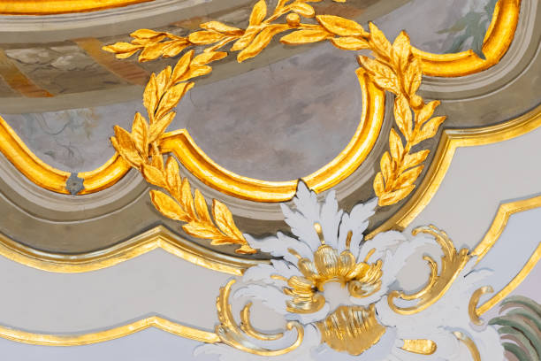 istock Classic vintage luxury interior details, gold colored design elements 2156895388