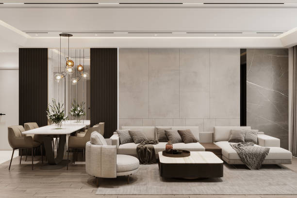 istock Stylish living room interior with comfortable sofa 2156895665