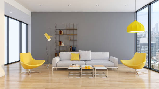 istock Large luxury modern bright interiors Living room mockup illustration 3D rendering image 2156897489