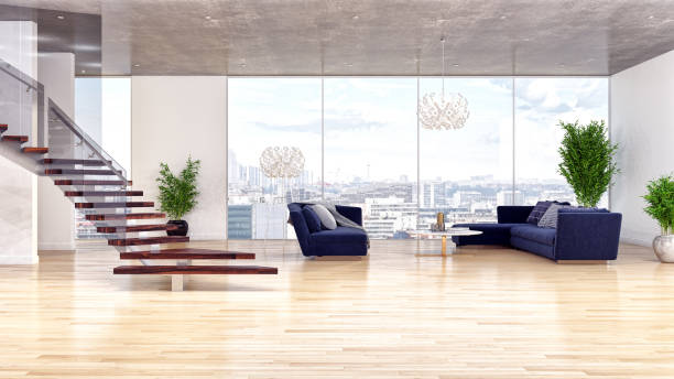 istock Large luxury modern bright interiors Living room mockup illustration 3D rendering image 2156897775