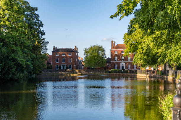 istock Houses line Stowe Pool in Lichfield 2156900023