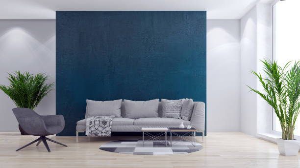 istock Large luxury modern bright interiors Living room mockup illustration 3D rendering image 2156902076