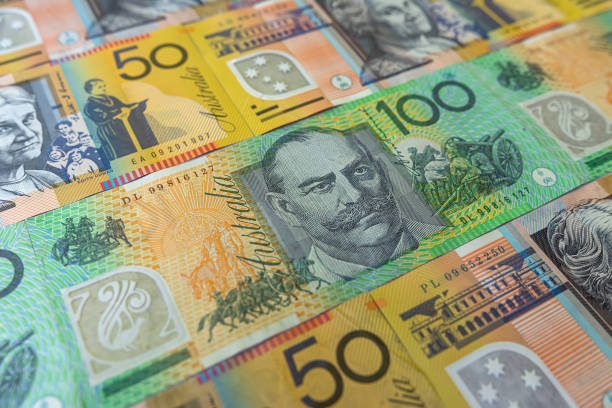 istock 50 100  Australian currency AUD dollars bills banknotes. Polymer banknotes 2156903257