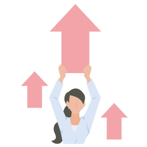 istock Female business person with upward arrow 2156903495