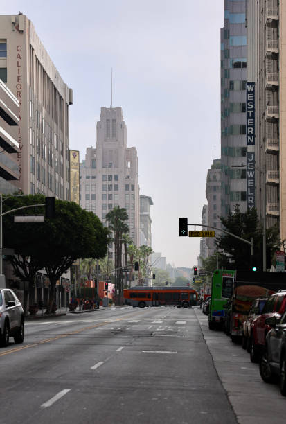 istock Downtown Los Angeles cityscape at sunrise 2156903678