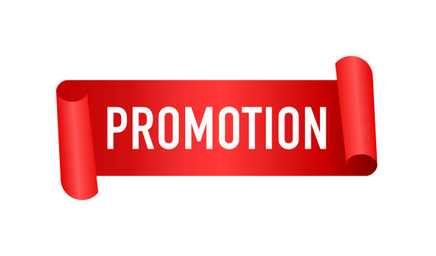 istock Promotion red sticker. Realistic curved paper banner. Feed for advertising banner. Vector illustration 2156905413