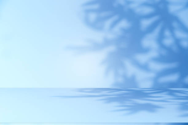 istock Wall interior background, studio, and backdrops show products. with shadow from window color white and blue light. background for text insertion and presentation of product 2156905479