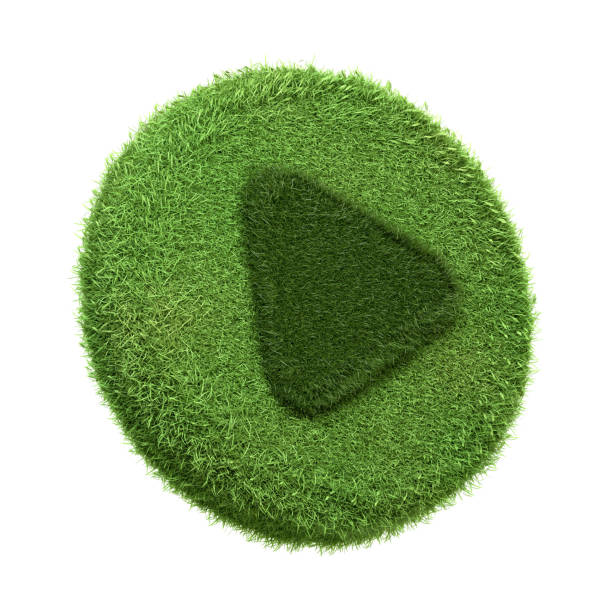 istock An inviting play button icon enveloped in green grass isolated on a white background 2156906092