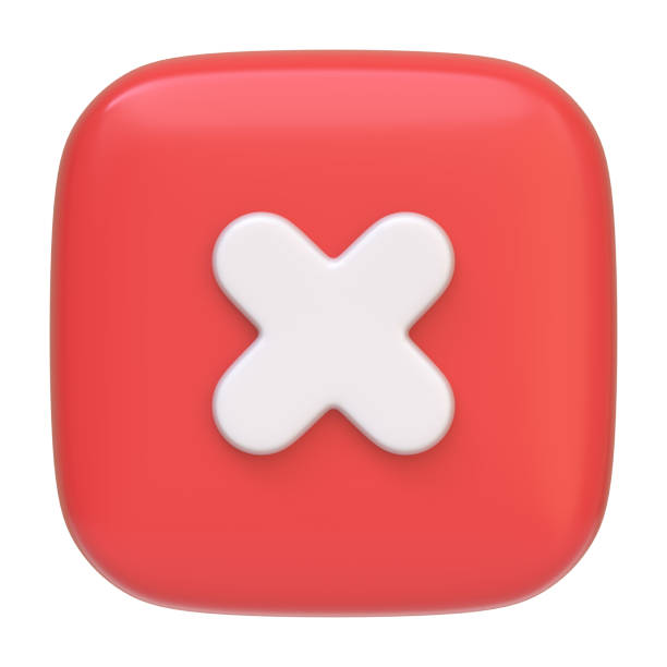 istock A red square button featuring a white cross isolated on a white background 2156906138