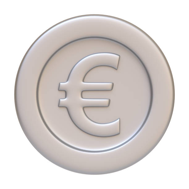 istock Silver coin with euro sign isolated on white background 2156906139