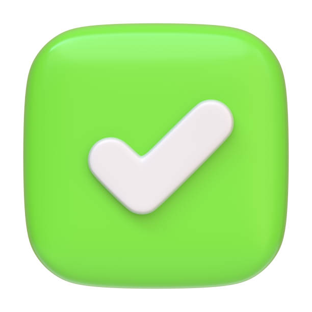 istock A square green button with a white tick isolated on a white background 2156906140