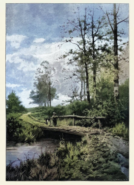 Vintage illustration of The Old Bridge, after Ernest Stanton, 19th Century