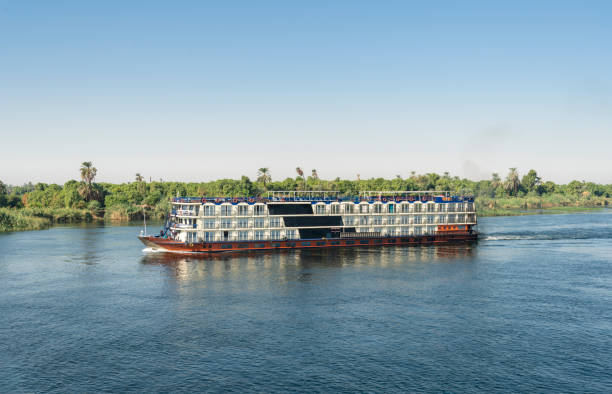 Nile River, Egypt - October 11, 2023: Cruise ship in Nile river. Egypt, North Africa.