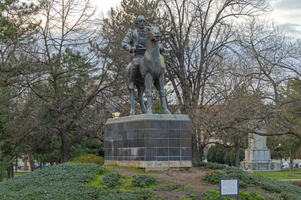 Belgrade, Serbia - May 9, 2024 - The Victor monument stands tall amongst the Belgrade city landscape. The monument was built to commemorate Serbia's victory over the Ottoman and Austro-Hungarian empires during the Balkan Wars and First World War. It is one of the most visited tourist attractions in Belgrade.