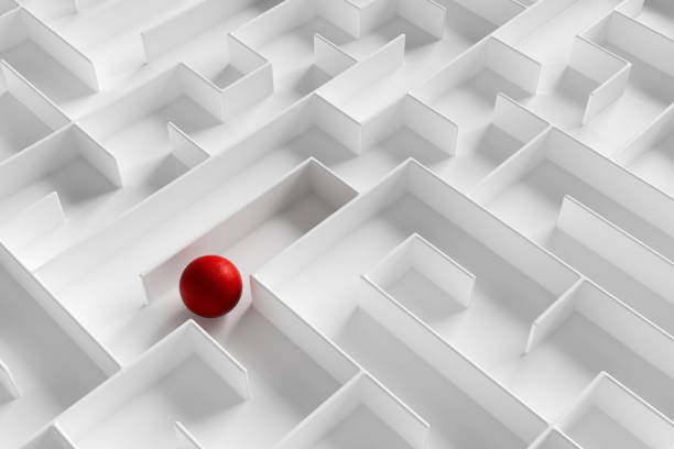 istock White maze with red ball. Solution concept. Stock photo 2156916993