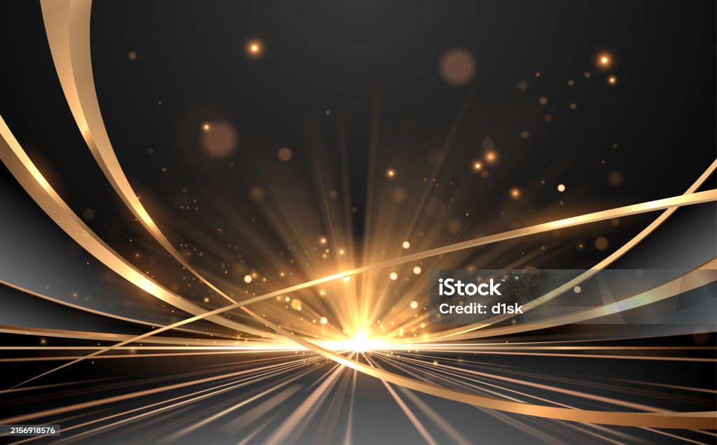 Golden Rays Effect Abstract Golden Light Rays Effect With Lines Stock Illustration ...