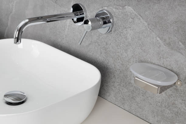 istock Wall-Mounted Chrome Faucet and Soap Dish 2156918638