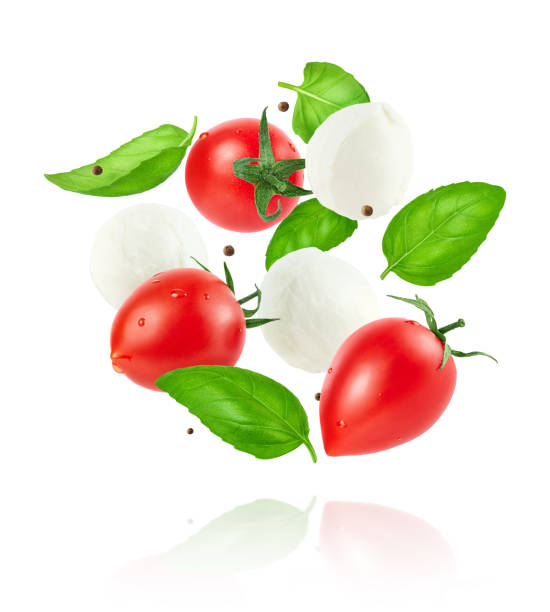 istock Falling Caprese salad with ingredients. 2156918781