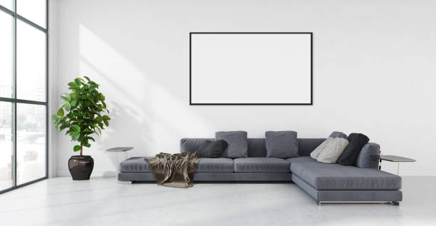 istock Large luxury modern bright interiors Living room mockup illustration 3D rendering image 2156923011