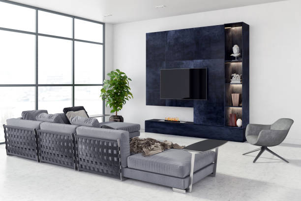 istock Large luxury modern bright interiors Living room mockup illustration 3D rendering image 2156923434