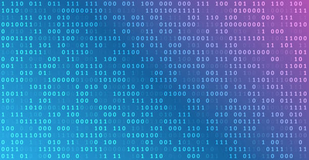 illustrazioni stock, clip art, cartoni animati e icone di tendenza di codice binario, intelligenza artificiale. codice del programma. sfondo informatico dei numeri. analisi, ordinamento, strutturazione, trasferimento di informazioni. sfondo blu con flusso di dati. - codice binario