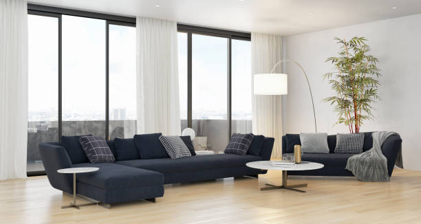 istock Large luxury modern bright interiors Living room mockup illustration 3D rendering image 2156923500