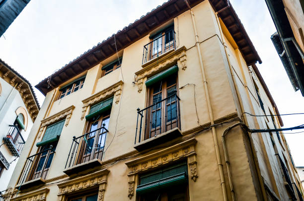 istock A large building with a balcony and a balcony railing 2156923534