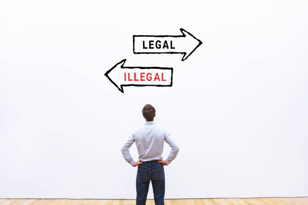 istock Legal vs illegal concept, follow the rules and laws 2156924952