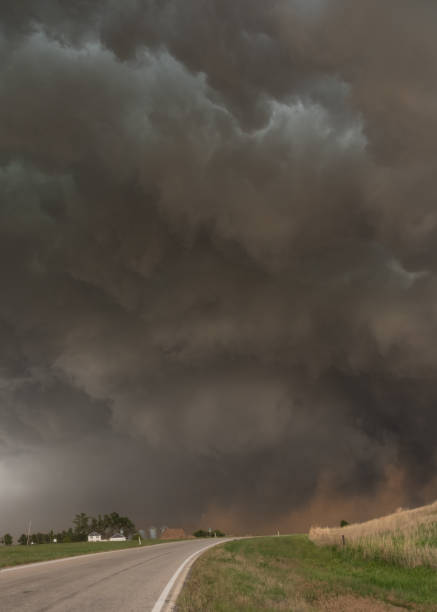 Tornado with dark storm clouds