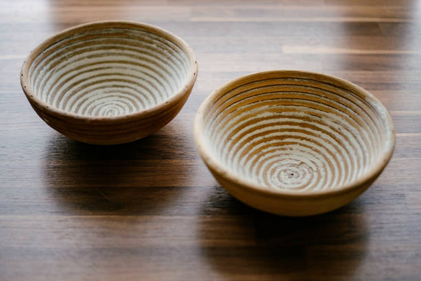 istock Two Rustic Wooden Proofing Baskets with Flour 2156928898