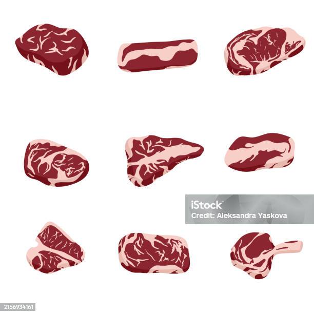 Pattern Daging Koleksi Steak Daging Sapi Merah Set Potongan Daging Babi Dan Sapi ...