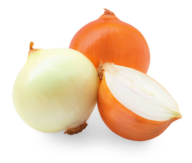 istock Yellow onion half isolated on white background. Fresh Onion bulbs close up. 2156936130
