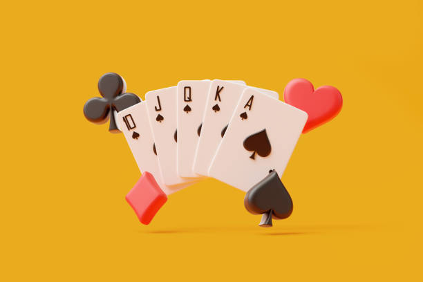 istock Royal Flush and Poker Chips on Warm Orange Background 2156936801