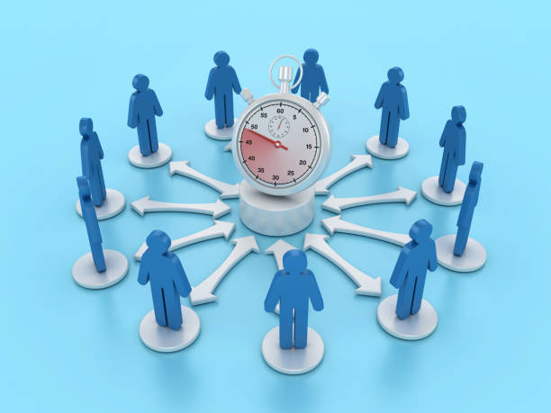 istock 3D Stopwatch with Cartoon Pictogram Teamwork 2156937183
