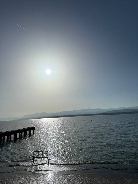 Lake with a mountain view on a sunny day
