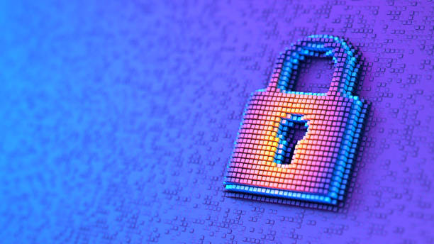 istock Digital Lock on the blue pixelated background. Encryption and safe your data. Cyber internet security and privacy concept. 2156940727