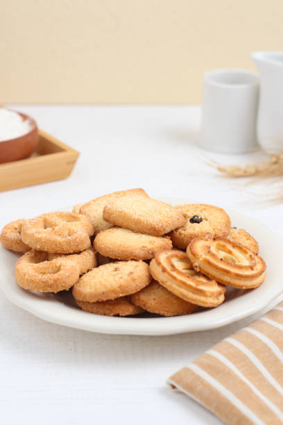 istock Assorted Danish butter cookies on a white plate. 2156941015