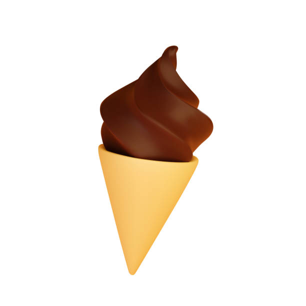 istock Chocolate ice cream cone isolated on white background. 3d vector icon. Summer themes, dessert menus, and digital art projects. 2156943150
