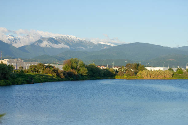 istock Landscape with a pond and mountains. Sirius (Adler) Sochi. 2156947112