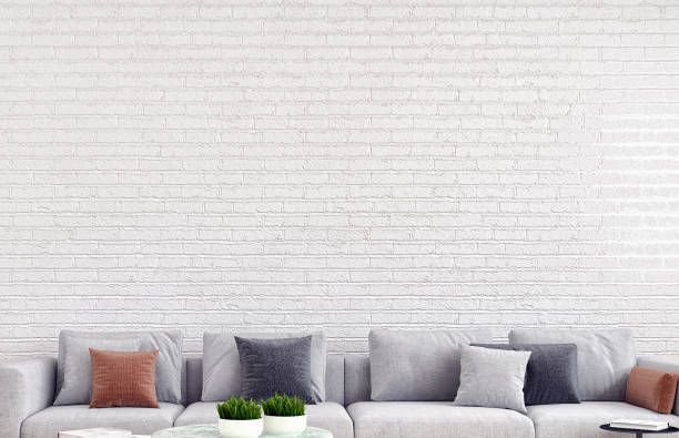 istock Large luxury modern bright interiors Living room mockup illustration 3D rendering image 2156950619