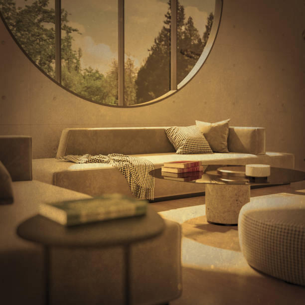 istock Large luxury modern bright interiors Living room mockup illustration 3D rendering image 2156954181