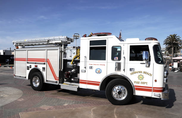 A Fire Truck belonging to The Hermosa Beach Fire Department, Hermosa Beach, Los Angeles, California, USA.