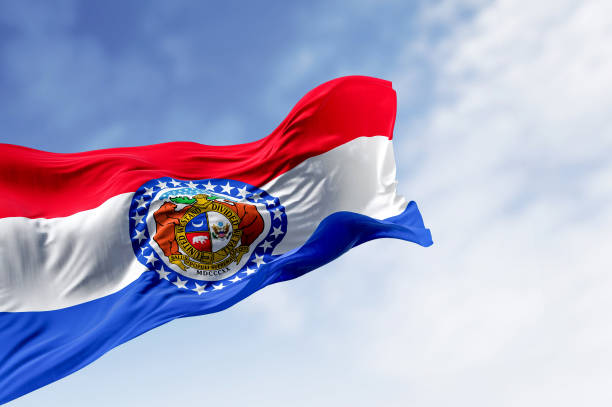 istock Missouri state flag waving on a clear day 2156962200